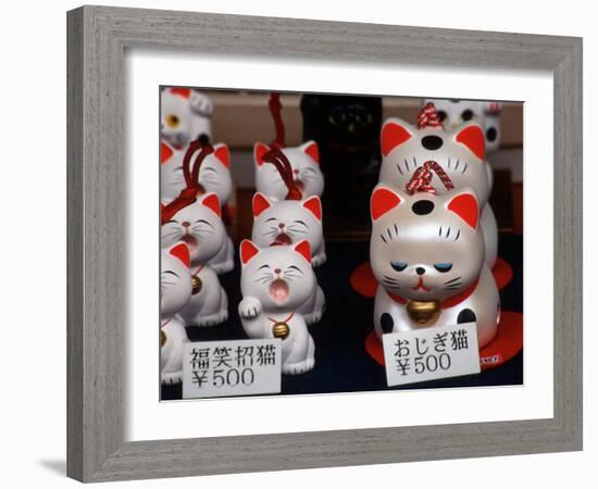 Display of Lucky Cats, Japanese Cultural Icon for Good Fortune, Akasaka, Tokyo, Japan-Nancy & Steve Ross-Framed Photographic Print