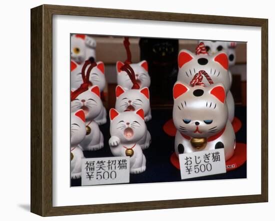 Display of Lucky Cats, Japanese Cultural Icon for Good Fortune, Akasaka, Tokyo, Japan-Nancy & Steve Ross-Framed Photographic Print