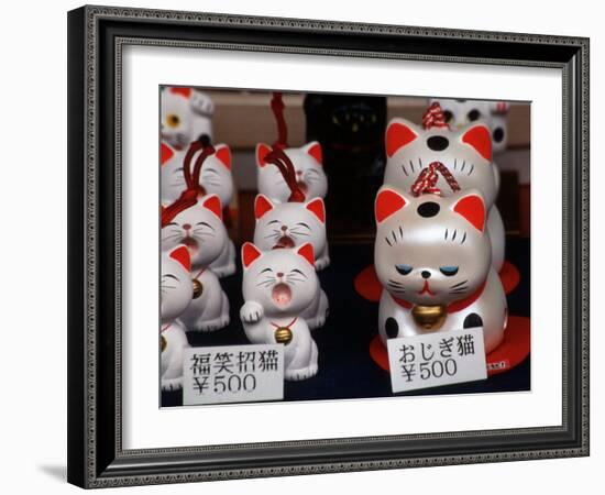 Display of Lucky Cats, Japanese Cultural Icon for Good Fortune, Akasaka, Tokyo, Japan-Nancy & Steve Ross-Framed Photographic Print