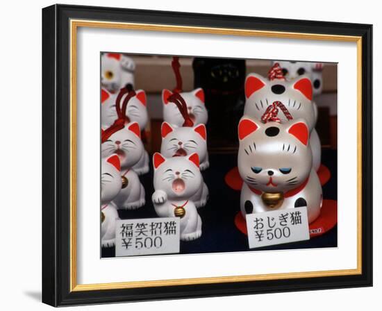 Display of Lucky Cats, Japanese Cultural Icon for Good Fortune, Akasaka, Tokyo, Japan-Nancy & Steve Ross-Framed Photographic Print