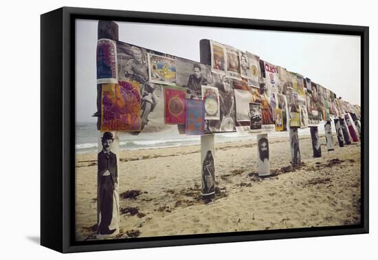 Display of Posters Mounted on Pilings in the Sand, Montauk Point, Long Island, New York, 1967-Henry Groskinsky-Framed Premier Image Canvas