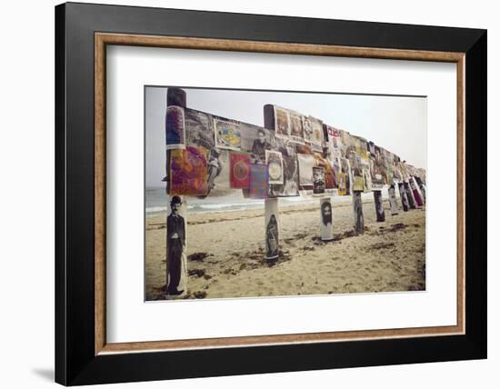 Display of Posters Mounted on Pilings in the Sand, Montauk Point, Long Island, New York, 1967-Henry Groskinsky-Framed Photographic Print