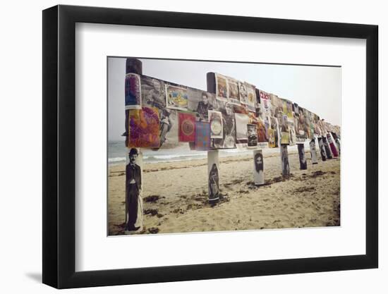 Display of Posters Mounted on Pilings in the Sand, Montauk Point, Long Island, New York, 1967-Henry Groskinsky-Framed Photographic Print