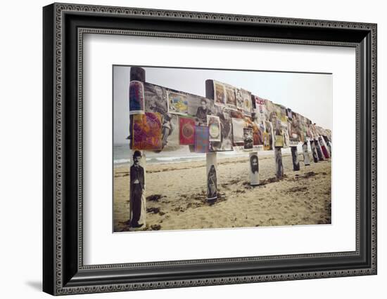 Display of Posters Mounted on Pilings in the Sand, Montauk Point, Long Island, New York, 1967-Henry Groskinsky-Framed Photographic Print