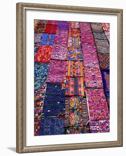 Display of Textiles, Antigua Guatemala, Guatemala-Alfredo Maiquez-Framed Photographic Print