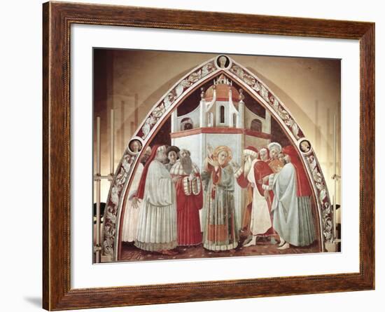 Disputation of St. Stephen, Scene from Stories of St. Stephen, 1435-1440-Paolo Uccello-Framed Giclee Print