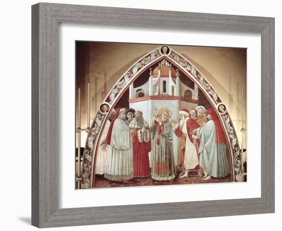 Disputation of St. Stephen, Scene from Stories of St. Stephen, 1435-1440-Paolo Uccello-Framed Giclee Print