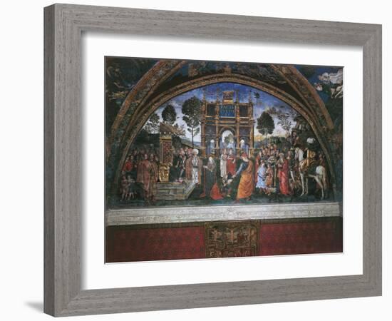 Dispute of St. Catherine (With Emperor Maximian)-Bernardino di Betto Pinturicchio-Framed Art Print