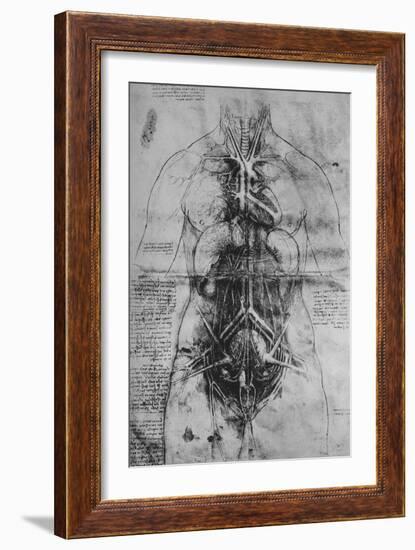 'Dissection of the Principal Organs of a Woman', c1480 (1945)-Leonardo Da Vinci-Framed Giclee Print