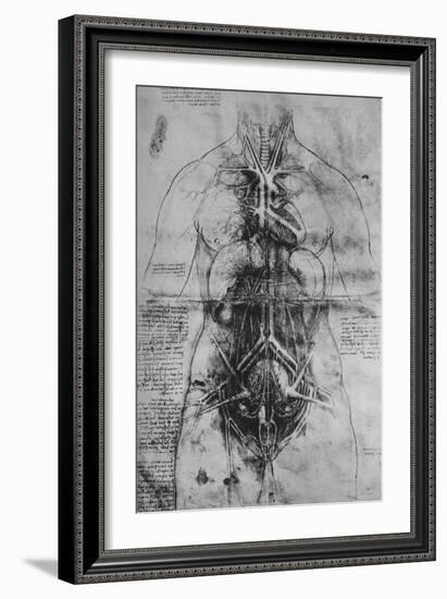 'Dissection of the Principal Organs of a Woman', c1480 (1945)-Leonardo Da Vinci-Framed Giclee Print