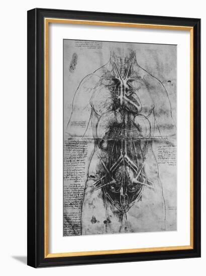 'Dissection of the Principal Organs of a Woman', c1480 (1945)-Leonardo Da Vinci-Framed Giclee Print