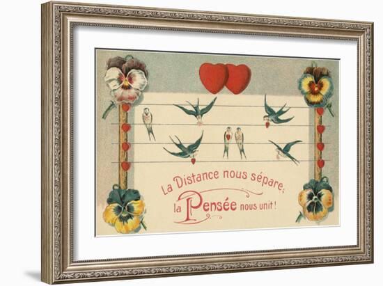 Distance Separates Us, Thoughts Unite-null-Framed Premium Giclee Print