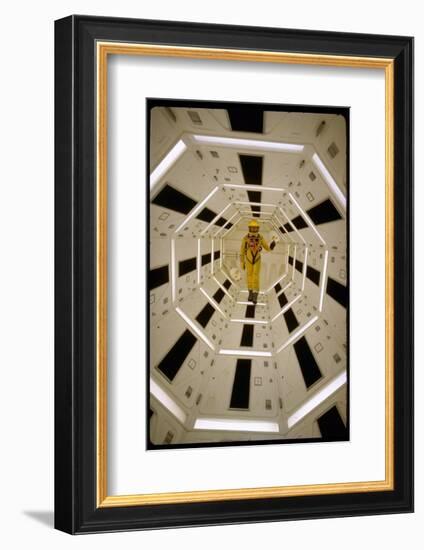 Distance Shot of Actor in Astronaut Suit Walking Through Geometrically Designed Hal Computer Center-Dmitri Kessel-Framed Photographic Print