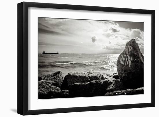 Distant Cargo Ship on Horizon-Torsten Richter-Framed Photographic Print