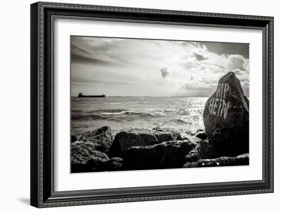 Distant Cargo Ship on Horizon-Torsten Richter-Framed Photographic Print