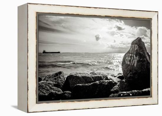 Distant Cargo Ship on Horizon-Torsten Richter-Framed Premier Image Canvas