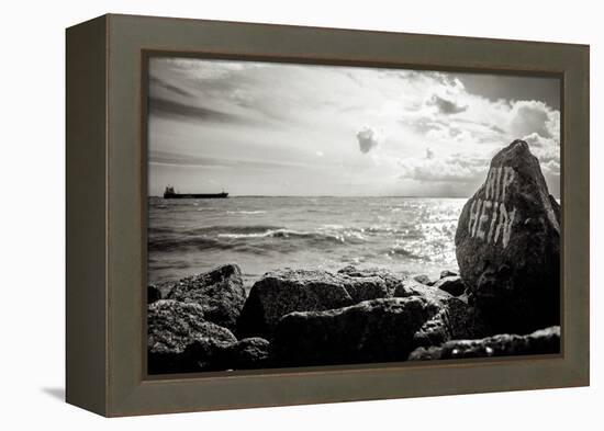 Distant Cargo Ship on Horizon-Torsten Richter-Framed Premier Image Canvas