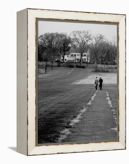 Distant of Mathematicians Albert Einstein and Kurt Godel Taking a Walk-Leonard Mccombe-Framed Premier Image Canvas