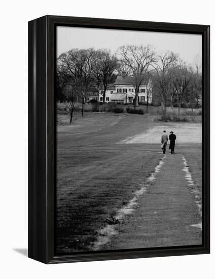 Distant of Mathematicians Albert Einstein and Kurt Godel Taking a Walk-Leonard Mccombe-Framed Premier Image Canvas