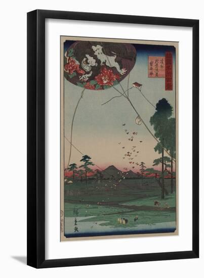 Distant View of Akiba of Enshu: Kites of Fukuroi (Enshu? Akiba Enkei Fukuroi No Tako)-Ando Hiroshige-Framed Art Print