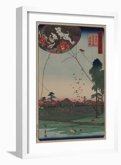 Distant View of Akiba of Enshu: Kites of Fukuroi (Enshu? Akiba Enkei Fukuroi No Tako)-Ando Hiroshige-Framed Art Print