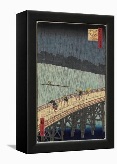 Distant View of Atake in Evening Shower over the Ohashi Bridge, July 1857-Utagawa Hiroshige-Framed Premier Image Canvas