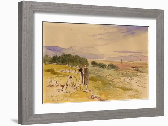 Distant View of Janina (Ink, Pencil & W/C on Paper)-Edward Lear-Framed Giclee Print