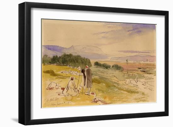 Distant View of Janina (Ink, Pencil & W/C on Paper)-Edward Lear-Framed Giclee Print