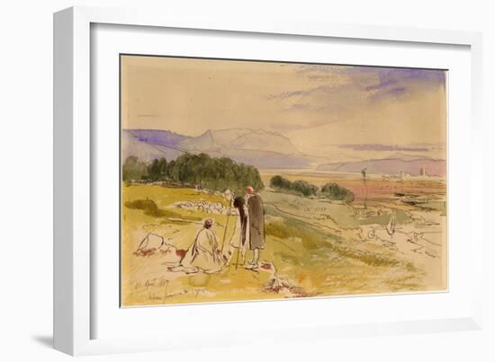 Distant View of Janina (Ink, Pencil & W/C on Paper)-Edward Lear-Framed Giclee Print