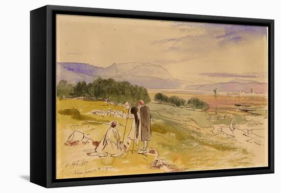 Distant View of Janina (Ink, Pencil & W/C on Paper)-Edward Lear-Framed Premier Image Canvas