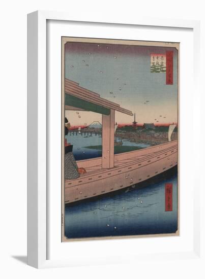 Distant View of Kinryu-zan Temple and Azuma Bridge-Ando Hiroshige-Framed Giclee Print