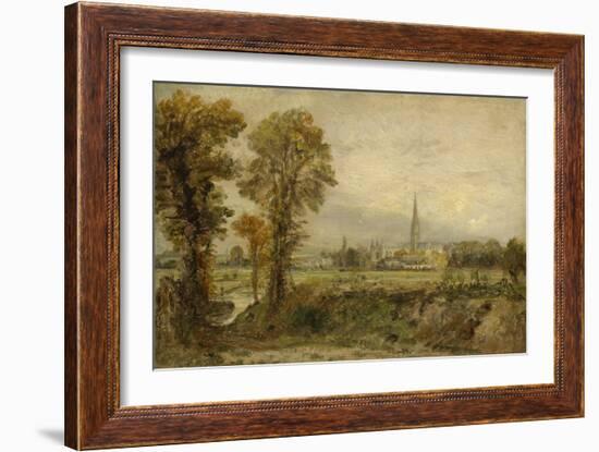 Distant View of Salisbury Cathedral, 1821 (Oil on Panel)-John Constable-Framed Giclee Print