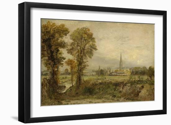 Distant View of Salisbury Cathedral, 1821 (Oil on Panel)-John Constable-Framed Giclee Print