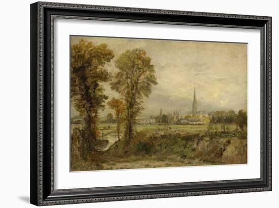 Distant View of Salisbury Cathedral, 1821 (Oil on Panel)-John Constable-Framed Giclee Print