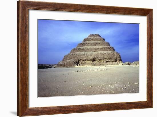 Distant View of the Step Pyramid of King Djoser (Zozer), Saqqara, Egypt, 3rd Dynasty, C2600 Bc-Imhotep-Framed Photographic Print