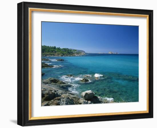 Distant View to the Ile De La Pietra, across Calm Turquoise Sea from Ile-Rousse, Corsica, France-Tomlinson Ruth-Framed Photographic Print