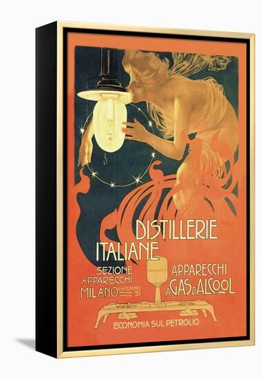 Distillerie Italiane (Italian Distillery)-Leopoldo Metlicovitz-Framed Stretched Canvas