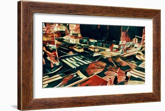 Distorted city scene 12-Jean-François Dupuis-Framed Art Print