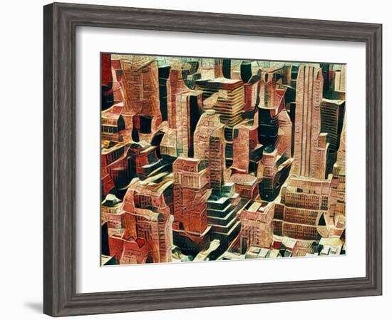 Distorted city scene 16-Jean-François Dupuis-Framed Art Print