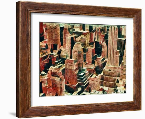 Distorted city scene 16-Jean-François Dupuis-Framed Art Print