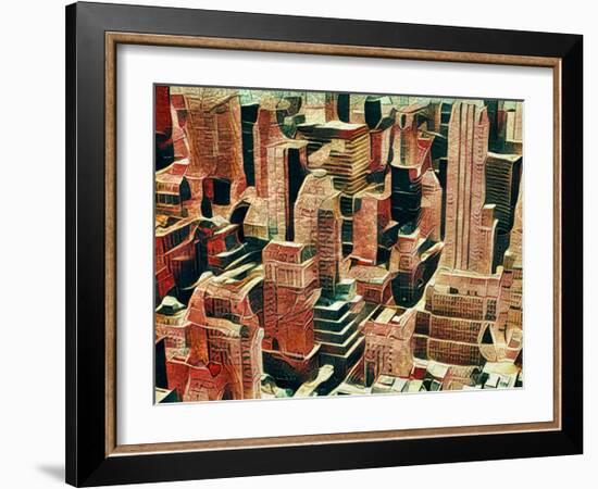 Distorted city scene 16-Jean-François Dupuis-Framed Art Print