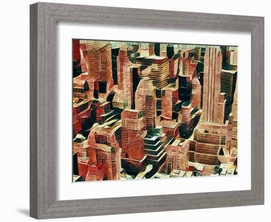 Distorted city scene 16-Jean-François Dupuis-Framed Art Print