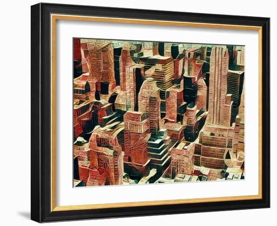 Distorted city scene 16-Jean-François Dupuis-Framed Art Print