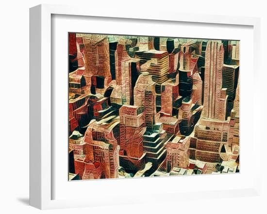 Distorted city scene 16-Jean-François Dupuis-Framed Art Print