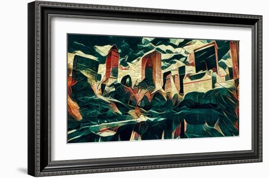 Distorted city scene 18-Jean-François Dupuis-Framed Art Print