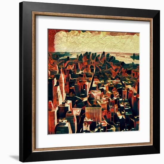 Distorted city scene 33-Jean-François Dupuis-Framed Art Print