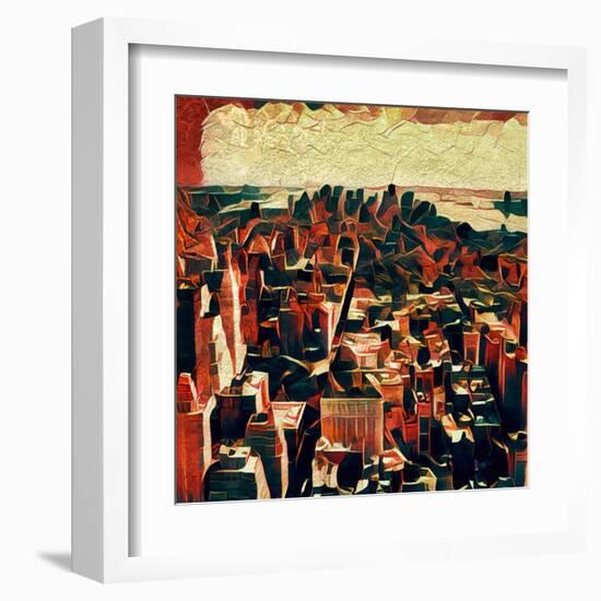 Distorted city scene 33-Jean-François Dupuis-Framed Art Print