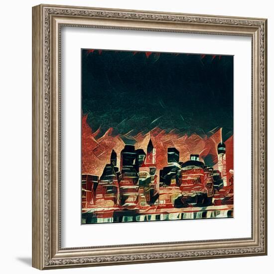 Distorted city scene 38-Jean-François Dupuis-Framed Art Print