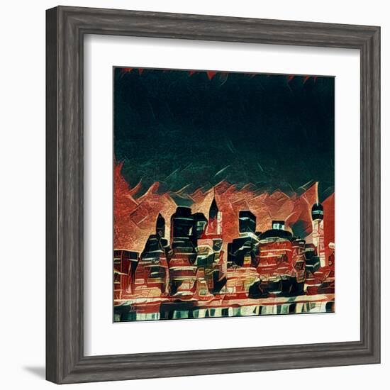 Distorted city scene 38-Jean-François Dupuis-Framed Art Print