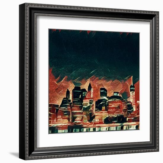 Distorted city scene 38-Jean-François Dupuis-Framed Art Print